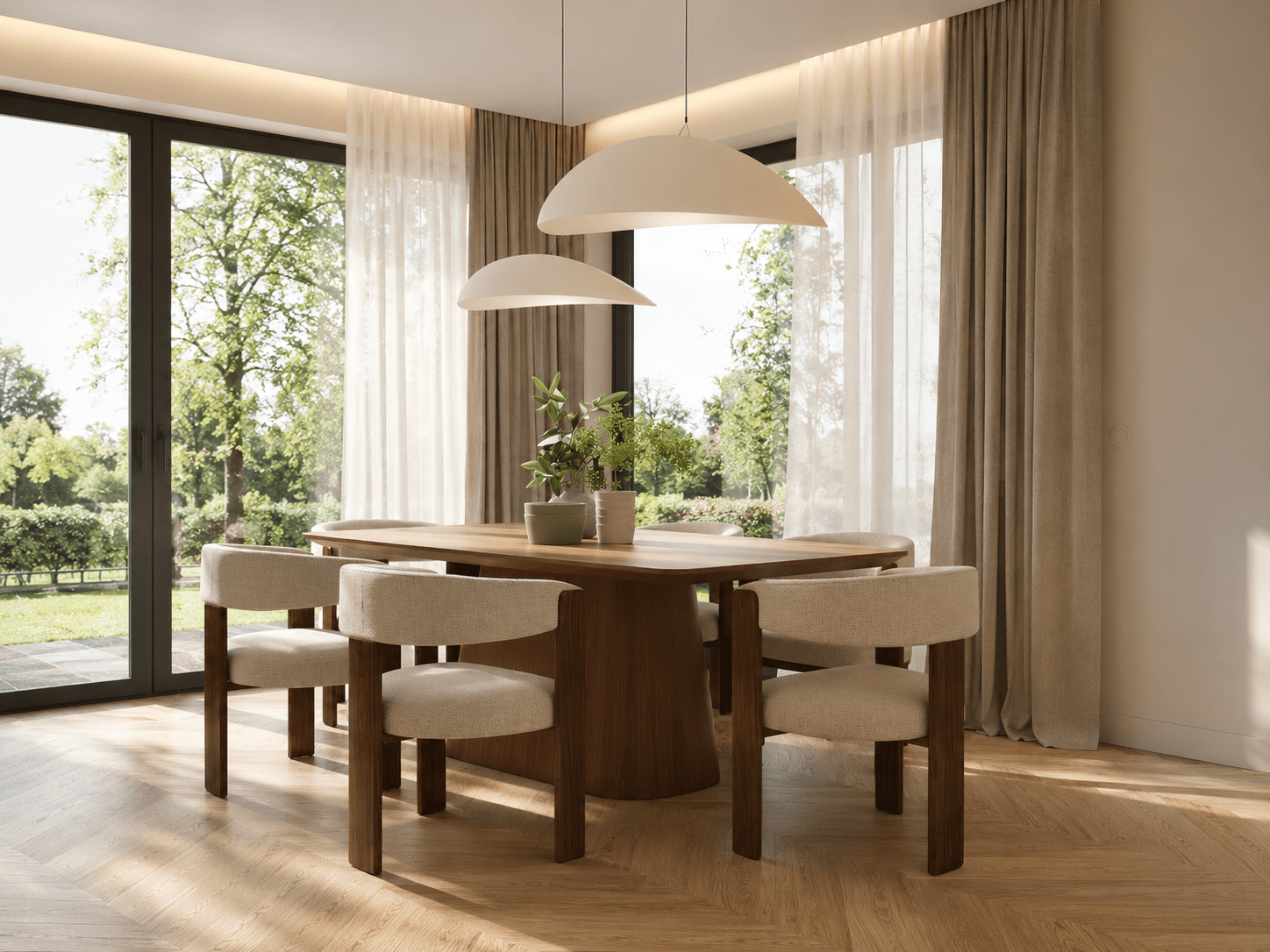 Projekt eleganckiego wnętrza salonu z kuchnią wykonany przez In Design Home
